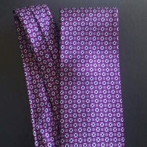 Garmany silk tie floral pattern purple Hand made in Italy
